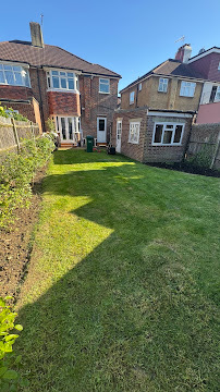 Freshly cut back garden lawn